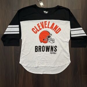 G-III 4Her by Carl Banks NFL Cleveland Browns Black/White Mesh Top, Sz: XL